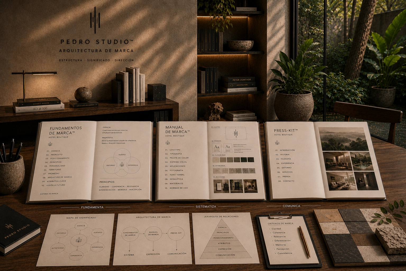 Manual de Marca, Press-kit y Sitio Web desarrollados por Pedro Studio como parte del servicio de Arquitectura de marca.