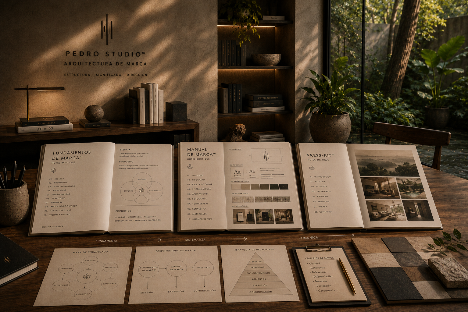Manual de Marca, Press-kit y Sitio Web desarrollados por Pedro Studio como parte del servicio de Arquitectura de marca.